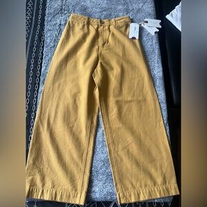 Yellow Wide-Leg Women's Pants